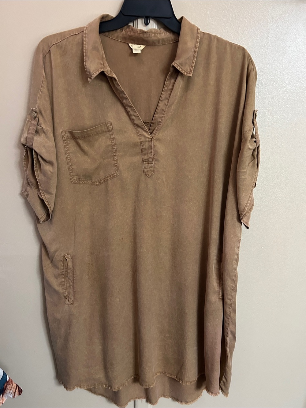 Relaxed Collared women’s Shirt dress Brown